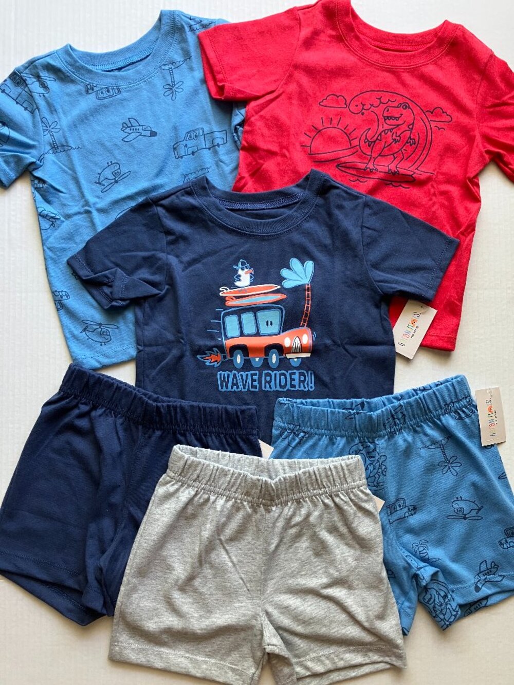 24 month Garanimals 6 Piece Dinosaurs & Waves Short Sleeve Tees & Shorts Bundle